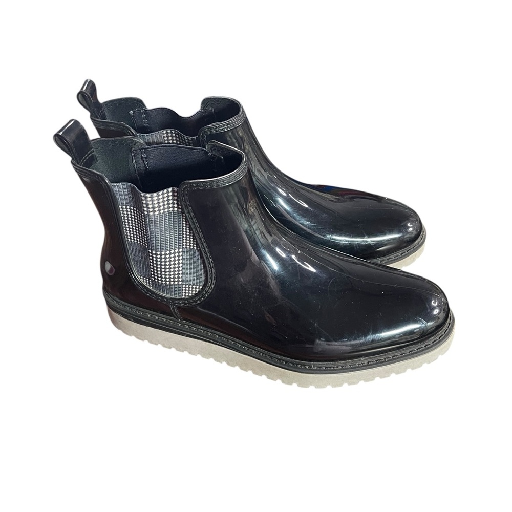 Storm by Cougar Dawn Black Plaid Rain‎ Ankle Boots size 9
